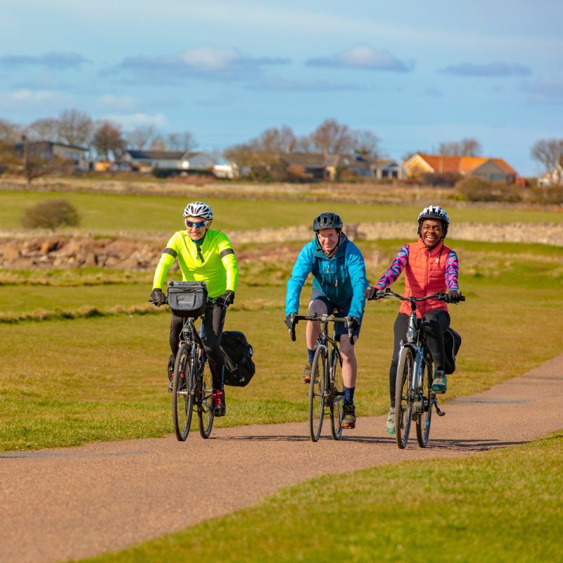 Three cyclists on a cycling tour in the UK